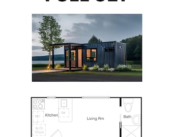 Shipping Container Floor Plan Studio w/ 1 Bath (160SF) Floor Plan ADU Ready(8&#39;-0&quot;Width X 20&#39;-0&quot;Length)