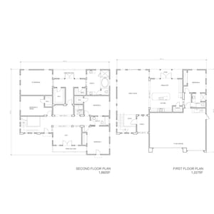 May include: Floor plan of a house with two levels. The first floor is 1,227 square feet and the second floor is 1,885 square feet. The plan shows the layout of the rooms, including bedrooms, bathrooms, and a kitchen.