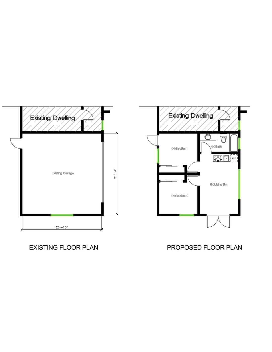 2 Bedroom 1 Bath (472SF) Garage Conversion to Living Space or Adu ...