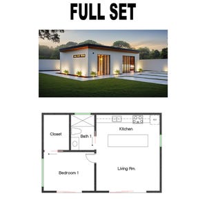 1 slaapkamer en 1 badkamer (600SF) moderne indeling (accessoire woning) Plattegrond huisplattegrond (20'-0" breedte x 30'-0" lengte)