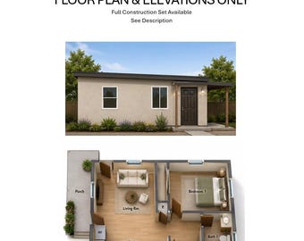 Moderner Grundriss für eine Einliegerwohnung mit 1 Schlafzimmer: 599 Quadratfuß (ca. 56 m²) Tiny-House-Design (Digitaler Download)