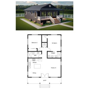 Cottage / Ranch/Tiny Home, 2 slaapkamers en 2 badkamers (1000 SF)