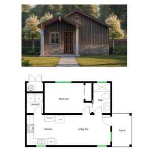 1 Bedroom 1 Bath (530SF) ADU(Accessory Dwelling Unit) Floor Plan House Plan (20&#39;-0&quot;Width X 26&#39;-7&quot;Length)