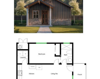 1 Bedroom 1 Bath (530SF) ADU(Accessory Dwelling Unit) Floor Plan House Plan (20&#39;-0&quot;Width X 26&#39;-7&quot;Length)