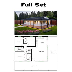 3 slaapkamers en 2 badkamers (1.200 SF) ADU met veranda (accessoirewoning) Plattegrond huisplan (4'-0" breed x 30'-0" lang)