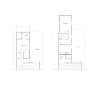 1Bed 1 Bad (494SF) ADU-Umwandlung / Ergänzung (12 &#39;-0 &quot;Breite X 42&#39;-5&quot; Länge)