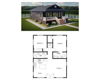 2 Bedroom 2 Bath (1000 SF) Cottage /Ranch/Tiny Home/Affordable Home Design/Small Family House/ADU Floor Plan (28'-0"Width X 40'-9"Length)