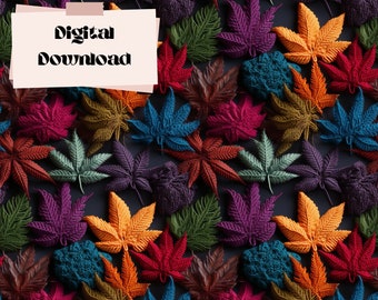 Diseño sin costuras multicolor de marihuana / Álbum de recortes, Tela (Descarga digital)