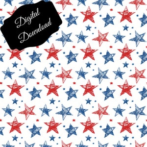 Patriotic Stars Digital Download | Red, White & Blue | Seamless design Crafts/Decor | America | Memorial Day | 4th of July | Veterans