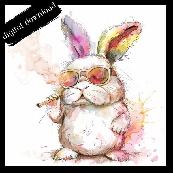 Stoner Bunny Digital Download | Hippy Bunny SVG/PNG | 420 Bunny | Easter Bunny Humor | Stoner Easter Gifts | DIY | Adult Easter Gifts