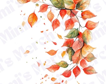 Autumn Leaves PNG, Fall Sublimation Design (Digital Download)