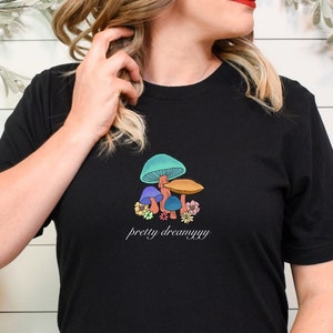 Mushroom T-shirt, Womens T-shirt, Plant Lover T-shirt, Cute Cottage Core T-shirt, Dreamy T-shirt, Gift For Mom, Fungus T-shirt, Fun T-shirt