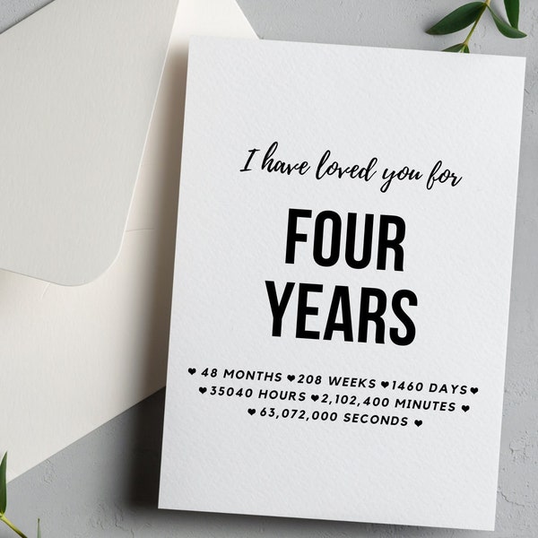 4th Anniversary Card DIGITAL DOWNLOAD