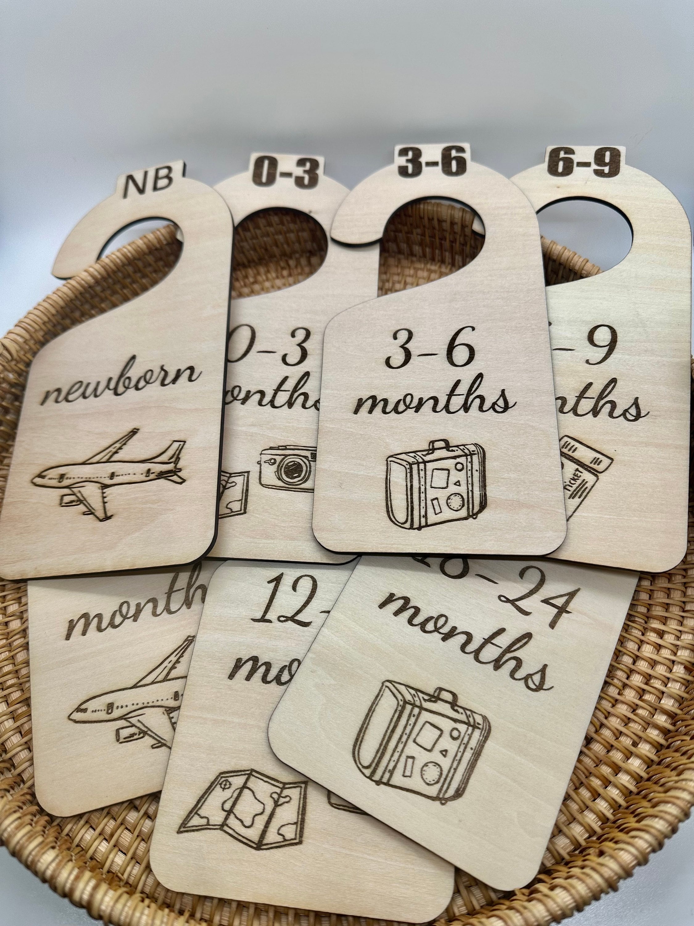 Travel Theme Baby Clothes Dividers: Newborn to 24 Months, Basswood…