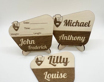 Engraved National Park Newborn Name Announcement Sign