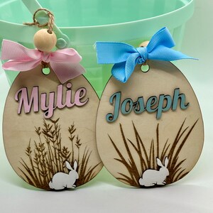 Custom Personalized Easter Basket Name Tag | Bunny Floral Grass Name Tag | Kids Grandchildren Easter Gift