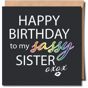 Joyeux anniversaire Sassy Sister Gay Lgbtq Carte de voeux d'anniversaire Carte lesbienne Carte gay