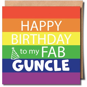 Joyeux anniversaire à mon anniversaire Fab Guncle Gay Lgbtq Carte de voeux Carte Gay Oncle Gay