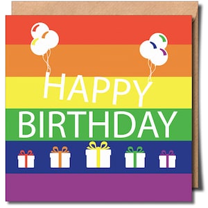 Joyeux anniversaire Gay Lgbtq Carte de voeux d'anniversaire Carte lesbienne Carte gay Carte arc-en-ciel