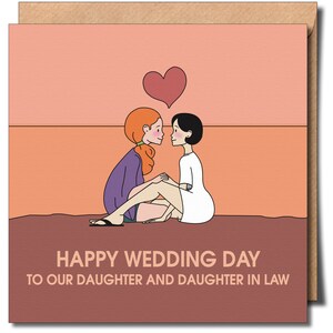 Joyeux mariage entre ma fille et sa belle-fille Jour du mariage Gay homosexuel Lesbienne Lgbtq Jour du mariage Carte de voeux