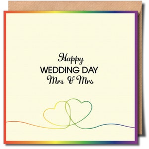 Joyeux mariage pour Mme et Mme Gay Carte de voeux pour le jour du mariage Lgbtq Carte de mariage lesbien