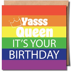 Carte de voeux d'anniversaire Yass Queen, c'est votre anniversaire Gay Lgbtq Carte gay
