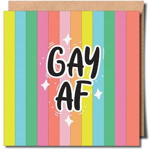 GAY AF Fun, blague drôle coquine Lgbtq, toute occasion, carte de voeux d'anniversaire gay