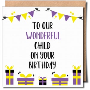 Enfant merveilleux le jour de votre anniversaire Carte de voeux d'anniversaire non binaire neutre entre les sexes Carte d'anniversaire non binaire pour enfant Carte d'anniversaire non binaire