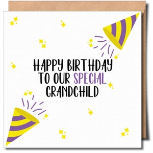 Carte de voeux d'anniversaire non binaire, neutre en matière de genre, joyeux anniversaire à notre petit-enfant spécial Carte d'anniversaire de petit-enfant