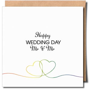 Joyeux mariage Mr & Mr Gay Lgbtq Jour du mariage Carte de voeux Carte de mariage