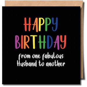 Joyeux anniversaire d'un mari fabuleux à un autre Carte de voeux d'anniversaire gay Lgbtq Carte d'anniversaire pour mari gay