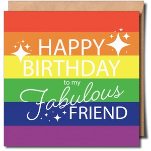 Happy Birthday Fabulous Friend Gay Lgbtq Birthday Greeting Card Lesbian card Gay card
