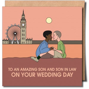 Incroyable gendre et gendre le jour de votre mariage Carte de voeux le jour du mariage gay-lgbtq