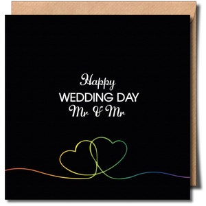 Joyeux mariage Mr & Mr Gay Lgbtq Jour du mariage Carte de voeux Carte de mariage