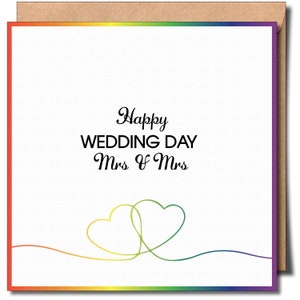 Joyeux mariage pour Mme et Mme Gay Carte de voeux pour le jour du mariage Lgbtq Carte de mariage lesbien