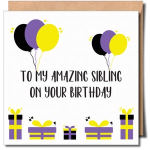 Joyeux anniversaire, frère et sœur, carte d'anniversaire non binaire neutre entre les sexes