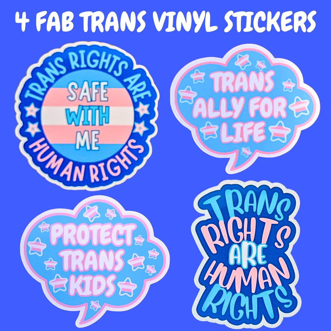 Trans Rights Sticker Stickers 4 Pack Transgender Glossy Vinyl - Handmade UK - Etsy