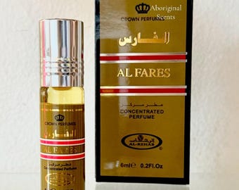 Men’s Al Fares Perfume Oil by Alrehab, 6 ml, Arabian Perfume Oil, Attar Oil, Musk, Floral Arabian Perfume, Middle Eastern, Perfume Gift