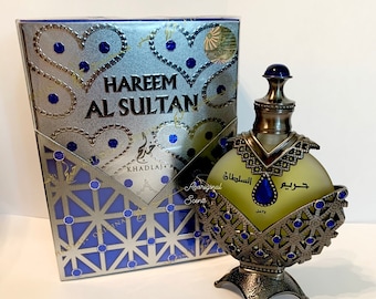 New! Hareem Al Sultan Blue Arabian Perfume Oil by Khadlaj | Concentrated Perfume Oil | Unisex | Fruity/Floral/Woody | Handcrafted Bottle