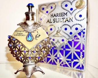 New! Hareem Al Sultan Blue Arabian Perfume Oil by Khadlaj | Concentrated Perfume Oil | Unisex | Fruity/Floral/Woody | Handcrafted Bottle