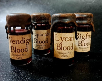 Cryptid Blood Samples 4 Piece Set. DISCOUNTED.