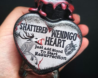 Shattered Wendigo Heart Handmade Fantasy Potion Halloween Decor