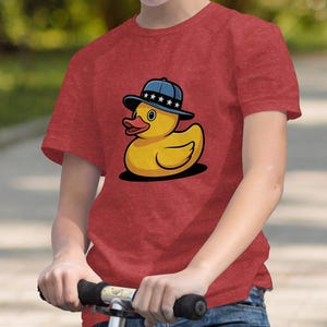 T-shirt coole eend, T-shirt eend, hoed met eendje, T-shirt cartoon eendje, T-shirt voor familie, eigenzinnige mode, grappige eendtop