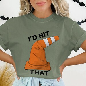 Funny Traffic Cone T-Shirt, Unique Graphic Tee, Novelty Pun Shirt, Quirky Statement Apparel, Humorous Gift Idea, Casual Wear, Couple Costume image 3