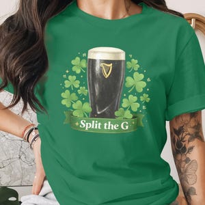 Guinness St Patrick's Day Shirt, Irish Beer Lover Tee, Split the G T-Shirt, St Patrick's Day Gift, Shamrock Clover Design