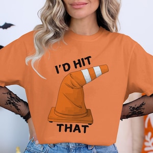 Funny Traffic Cone T-Shirt, Unique Graphic Tee, Novelty Pun Shirt, Quirky Statement Apparel, Humorous Gift Idea, Casual Wear, Couple Costume image 2
