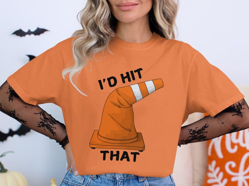 Funny Traffic Cone T-Shirt, Unique Graphic Tee, Novelty Pun Shirt, Quirky Statement Apparel, Humorous Gift Idea, Casual Wear, Couple Costume image 2