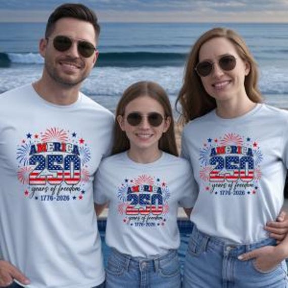 America 250 Years Freedom T-Shirt, Patriotic Celebration Tee, 1776-2026 USA Heritage Shirt, Fourth of July History Tee, Family Matching Tee
