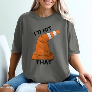 Funny Traffic Cone T-Shirt, Unique Graphic Tee, Novelty Pun Shirt, Quirky Statement Apparel, Humorous Gift Idea, Casual Wear, Couple Costume image 1