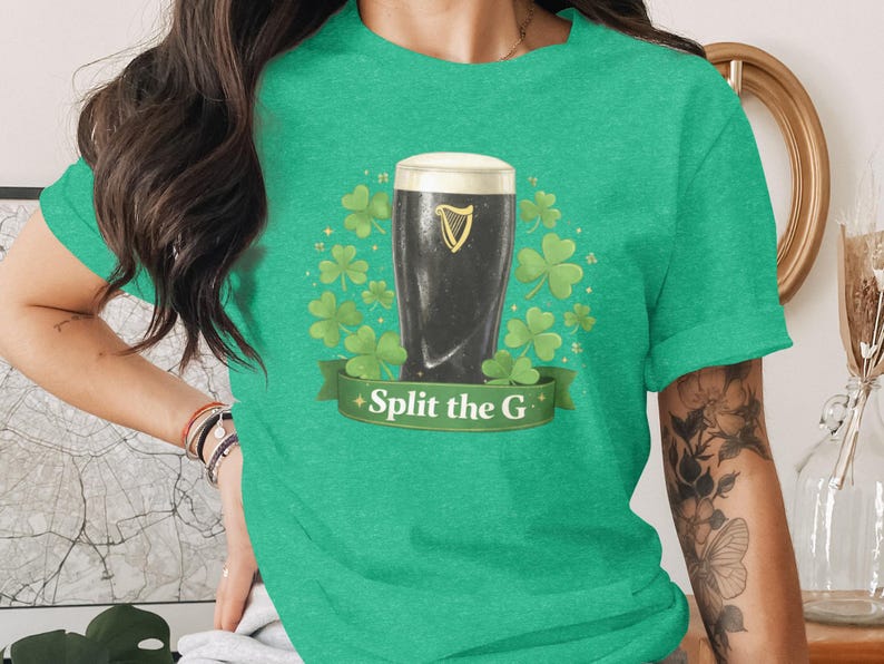 Split the G, Irish Beer Shirt, St Patricks Day, Shamrock Tee, Clover Graphic T-Shirt, Lucky Shirt, Green T-Shirt, Holiday Shirt